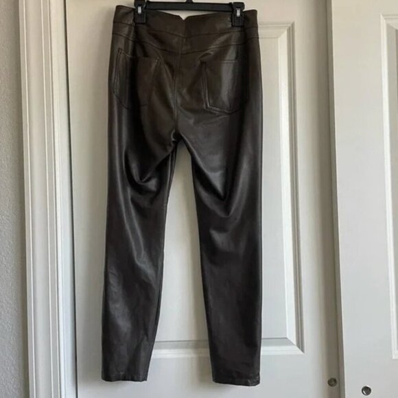 J.Mclaughlin Faux Leather Button Pant Brown size 8 - Picture 5 of 6